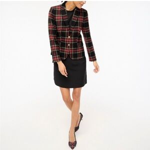 J.Crew Size 6P Wool-blend schoolboy blazer Black Tartan Plaid NwT